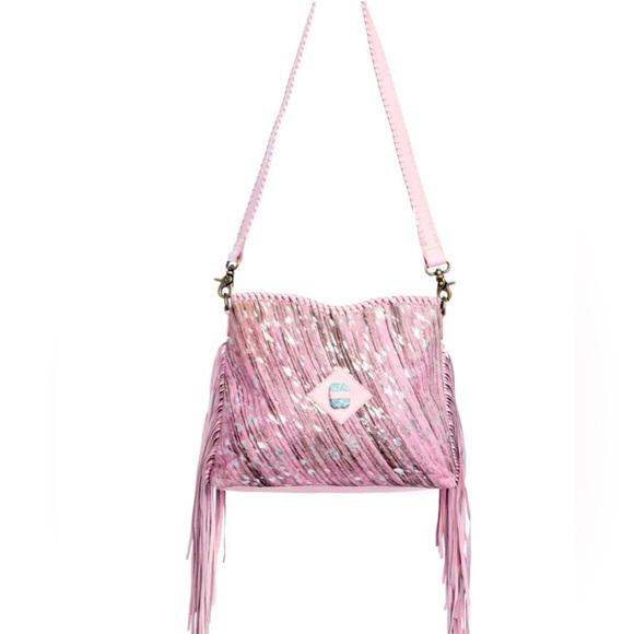 MYRA- Silver Rose Trail Leather & Hairon Bag- (BEAUTIFUL BAG) - Picture 3 of 6